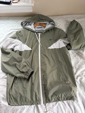 Levi's Olive Green Hooded Windbreaker with White Panels